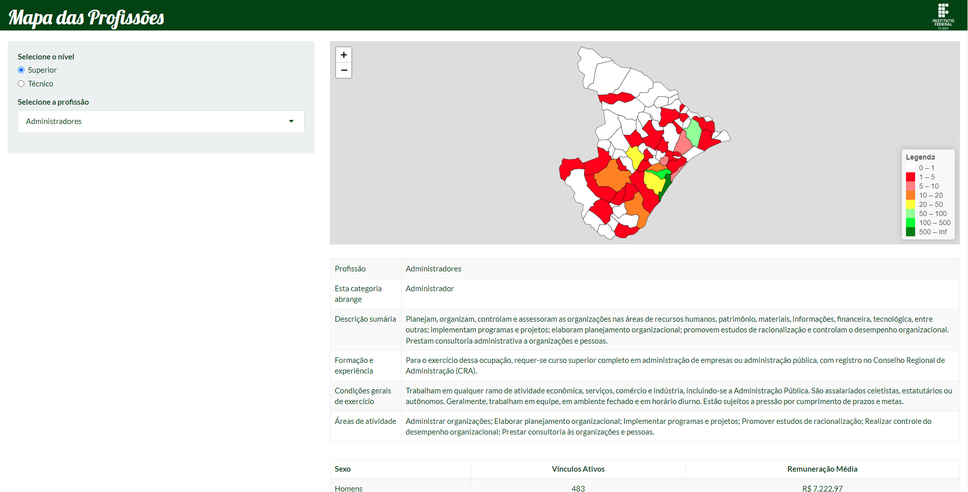 Mapa das Profissões